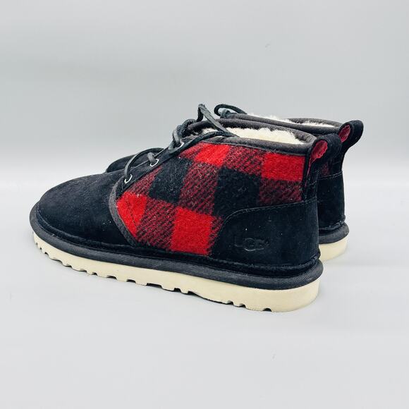 UGG Boots Mens 10 Black Suede Neumel Plaid Chukka Ankle Lace Up Lined Shoes main image 7